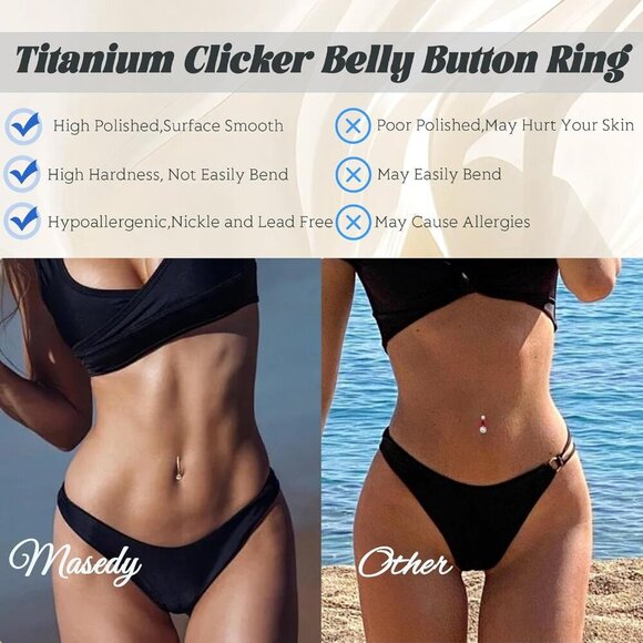 Titanium Belly Button Ring 14G Dangle CZ Teardrop Hypoallergenic Jewelry - Picture 5 of 6